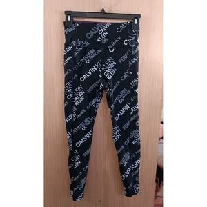 Calvin Klein XS Performance Women's Black White Logo High Waisted‎ Leggings